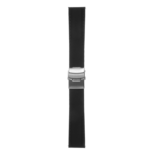 StrapsCo Silicone Rubber Watch Band with Deployant Clasp for Fossil Sport Smartwatch - 22mm - Black