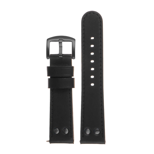 DASSARI Leather Pilot Watch Band Strap for Fossil Sport Smartwatch - 18mm - Black