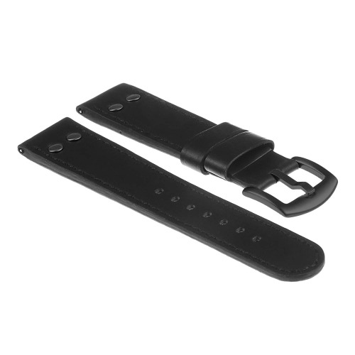 DASSARI Leather Pilot Watch Band Strap for Fossil Sport Smartwatch - 18mm - Black