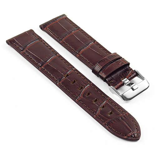 DASSARI Croc Embossed Italian Leather Watch Band Strap for Fossil Sport Smartwatch - 22mm - Brown