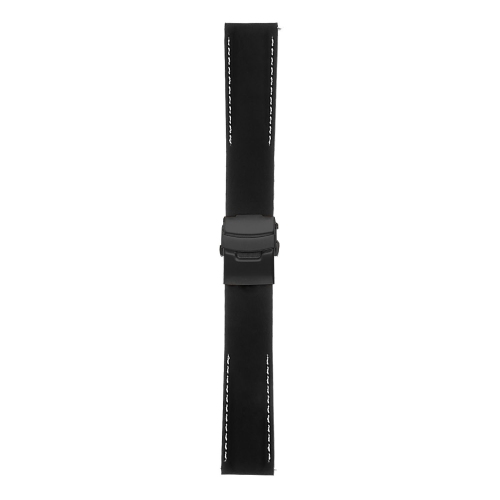 StrapsCo Bracelet de Montre en Caoutchouc avec Coutures pour Fossil Sport Smartwatch - 22mm - Noir & Blanc