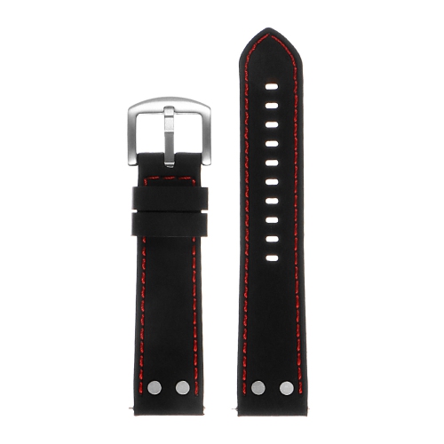 StrapsCo Silicone Rubber Aviator Watch Band Strap for Fossil Sport Smartwatch - 18mm - Black & Red
