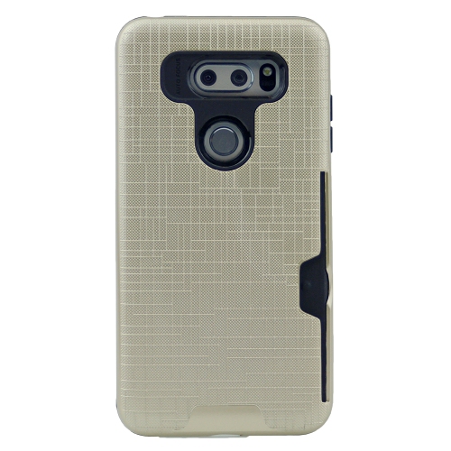 LG V30 Brush Style Hard Case w/ Card Slot Case,Gold