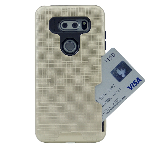 Étui rigide style brosse V30 de LG avec étui à fente pour carte, doré