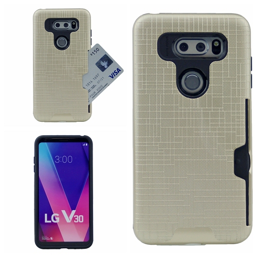 Étui rigide style brosse V30 de LG avec étui à fente pour carte, doré