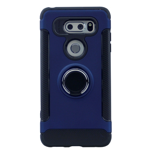 LG V30 Brush Style Soft Case w/360 rotating Ring Stand, Navy Blue