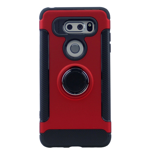 CC  Lg V30 Brush Style Soft Case W/360 Rotating Ring Stand In Red
