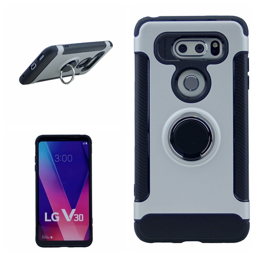 Étui souple pour pinceau LG V30 avec support d'anneau rotatif à 360 °, argent