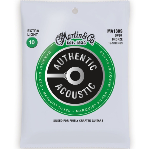 Martin Authentic Marquis Silked Acoustic Guitar Strings - 12 String, 80/20, Extra Light