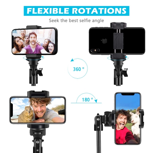Selfie Stick Tripod, UBeesize 51" Extendable Tripod Stand with Bluetooth Remote for iPhone & Android Phone, Heavy Duty Alum...