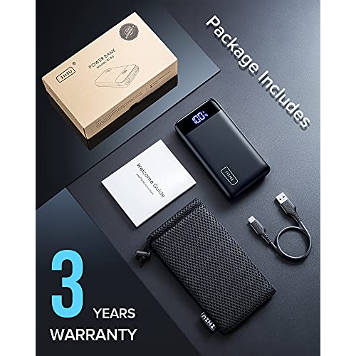 INIU Portable Charger, LED Display 20000mAh Power Bank with Type C & Micro USB Input, Dual 3A High-speed Output Battery Pac...