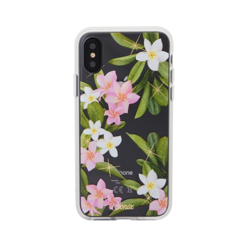 SONIX  Iphone Xs, Iphone X, Plumeria (Pink Flowers) Cell Phone Case [Military Drop Test Certified] Womens Protective Clear... In White