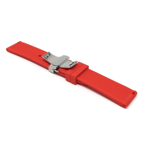 Bandini 22mm Silicone Smartwatch Bands, Soft Rubber Replacement Smart Watch Straps, Waterproof, Deployment Buckle, Red