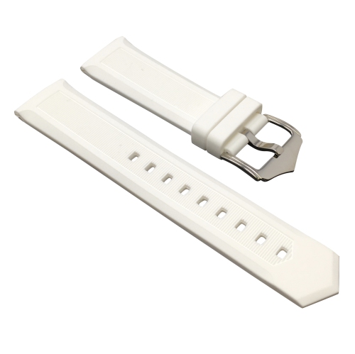 BANDINI  20MM Silicone Smartwatch Bands - Soft Rubber Replacement Smart Watch Straps - Smooth And Ribbed - Waterproof - In White