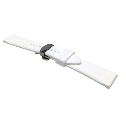 BANDINI  20MM Silicone Smartwatch Bands, Soft Rubber Replacement Smart Watch Straps, Waterproof, Deployment Buckle In White
