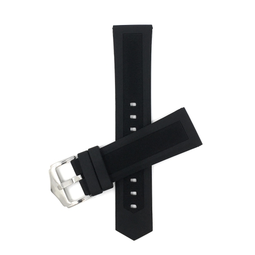 BANDINI  24MM Silicone Smartwatch Bands - Soft Rubber Replacement Smart Watch Straps - Smooth And Ribbed - Waterproof - In Black