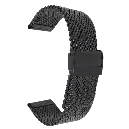 BANDINI  20MM Tone Stainless Steel Mesh Smartwatch Band for Men - Metal Mesh Replacement Smart Watch Strap - Adjustable In Black