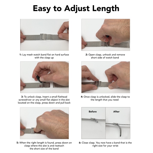 Bandini 24mm Silver Tone Stainless Steel Mesh Smartwatch Band for Men - Metal Mesh Replacement Smart Watch Strap - Adjustable