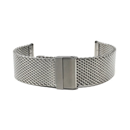 Bandini 24mm Silver Tone Stainless Steel Mesh Smartwatch Band for Men - Metal Mesh Replacement Smart Watch Strap - Adjustable