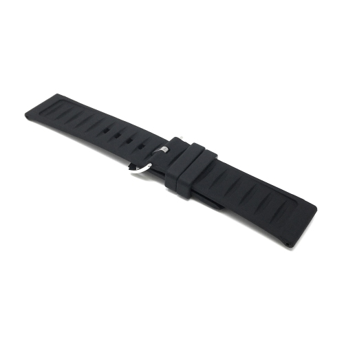 Bandini 26mm Silicone Watch Bands - Soft Rubber Replacement Smart Watch Straps - Smooth and Ribbed - Waterproof - Black