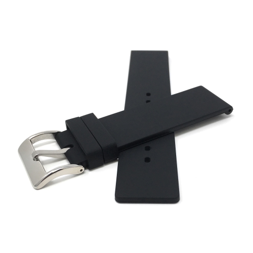 Bandini 18mm Soft Rubber Silicone Watch Band - Replacement Watch Strap For Skagen Watches - Pushpins - Waterproof - Black