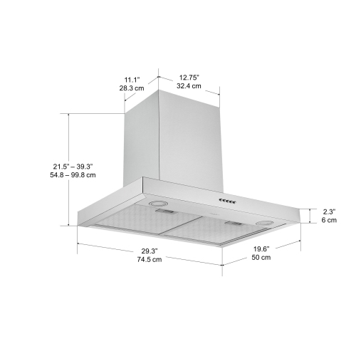 Ancona 30" Convertible Wall-Mounted Rectangular Range Hood in Stainless Steel