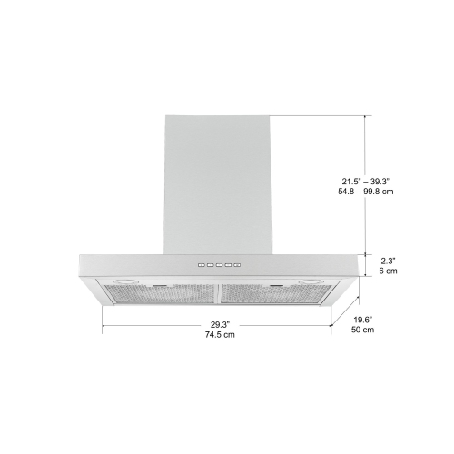 Ancona&nbsp;30" Convertible Wall-Mounted Rectangular Range Hood in Stainless Steel&nbsp;&nbsp;