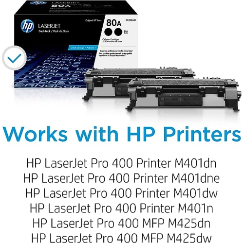 HP 80A Black Original LaserJet Toner Cartridges - 2-pack