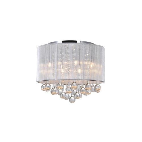 CWI LIGHTING CANADA  Water Drop 6 Light Drum Shade Flush Mount With Chrome Finish