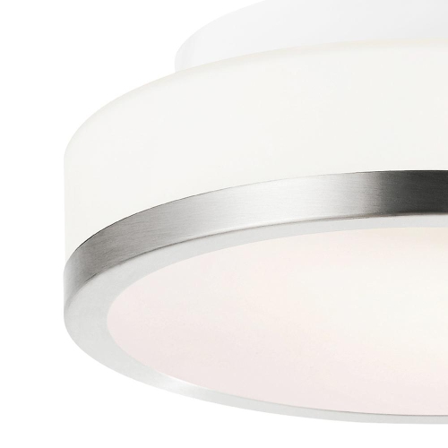 Frosted 1 Light Drum Shade Flush Mount With Satin Nickel Finish