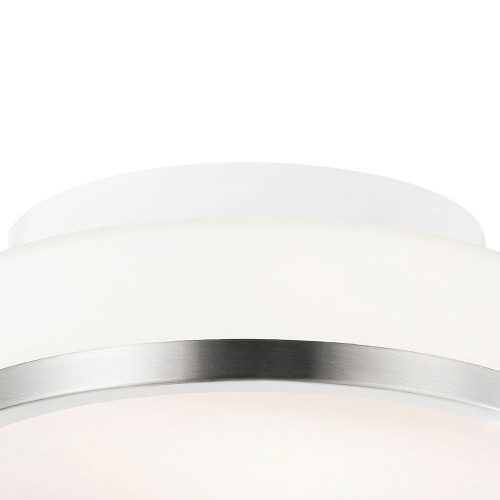 Frosted 1 Light Drum Shade Flush Mount With Satin Nickel Finish