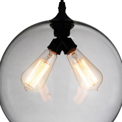 Glass 2 Light Down Mini Pendant With Smoke Finish
