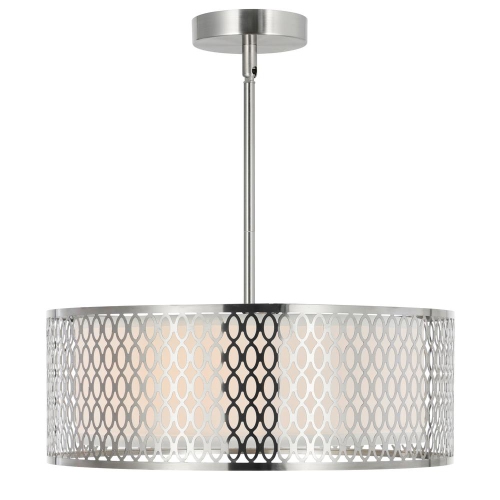 Mikayla 3 Light Drum Shade Chandelier With Satin Nickel Finish