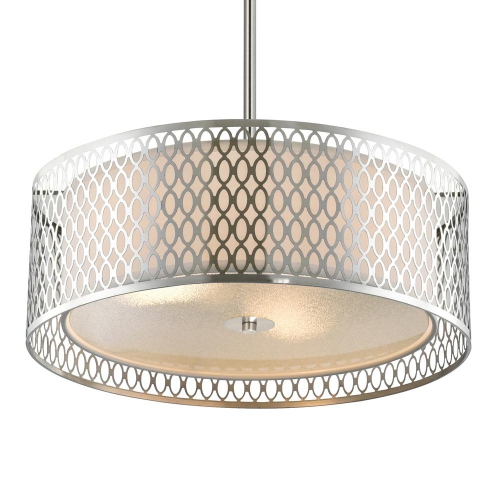 Mikayla 3 Light Drum Shade Chandelier With Satin Nickel Finish