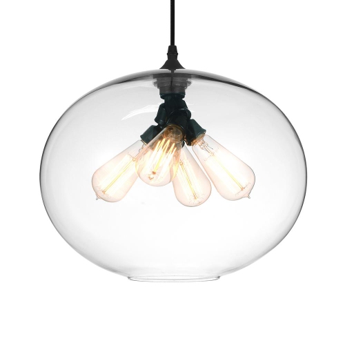 Glass 4 Light Down Pendant With Finish
