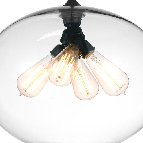 Glass 4 Light Down Pendant With Finish