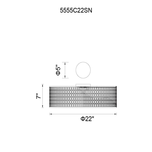 Mikayla 5 Light Drum Shade Flush Mount With Satin Nickel Finish