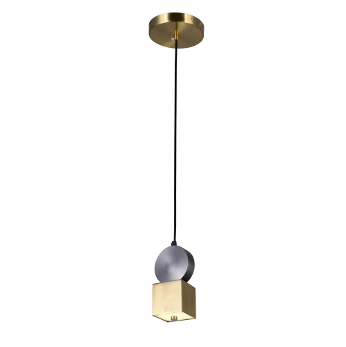 LED Mini Pendant with Brass+Black Finish