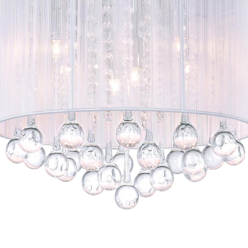 Water Drop 6 Light Drum Shade Flush Mount With Chrome Finish