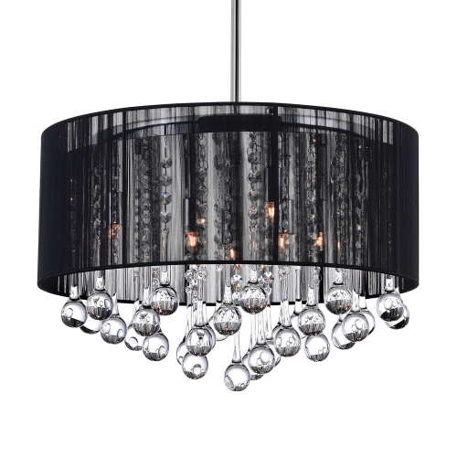 Water Drop 6 Light Drum Shade Chandelier With Chrome Finish