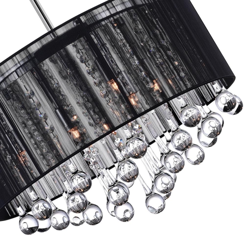 Water Drop 6 Light Drum Shade Chandelier With Chrome Finish