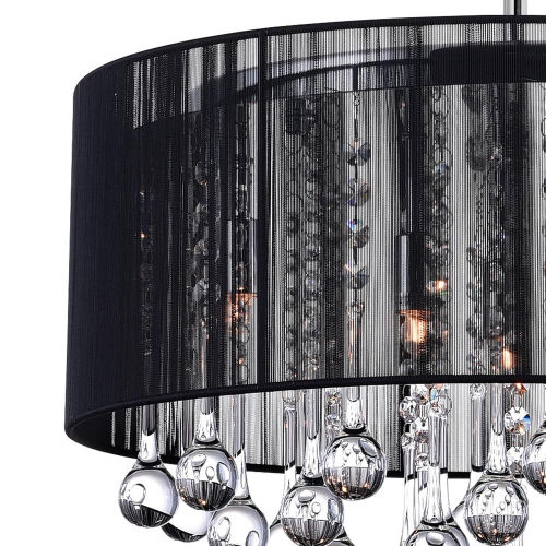 Water Drop 6 Light Drum Shade Chandelier With Chrome Finish