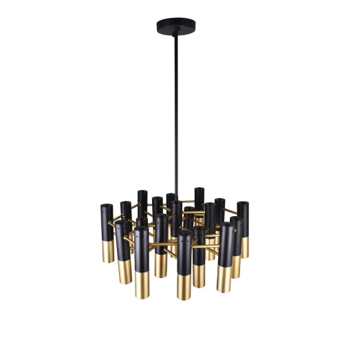 Anem 19 Light Down Chandelier With Matte Black & Satin Gold Finish