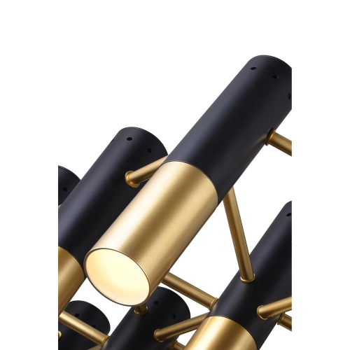 Anem 19 Light Down Chandelier With Matte Black & Satin Gold Finish