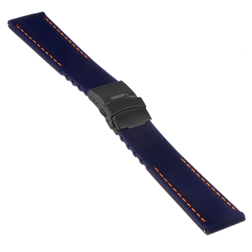 StrapsCo Silicone Rubber Watch Band with Deployant Clasp for Garmin Vivoactive 4S - 18mm - Blue & Orange