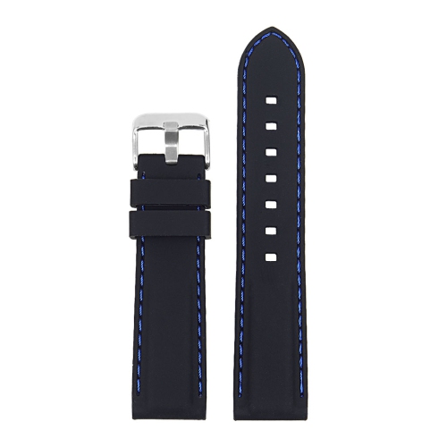 StrapsCo Bracelet de Montre de Plongée en Caoutchouc pour Garmin Vivoactive 4S - 18mm - Noir & Bleu