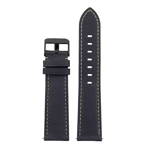 DASSARI  Vintage Italian Leather Watch Band Strap for Garmin Vivoactive 4 - 22MM - In Black