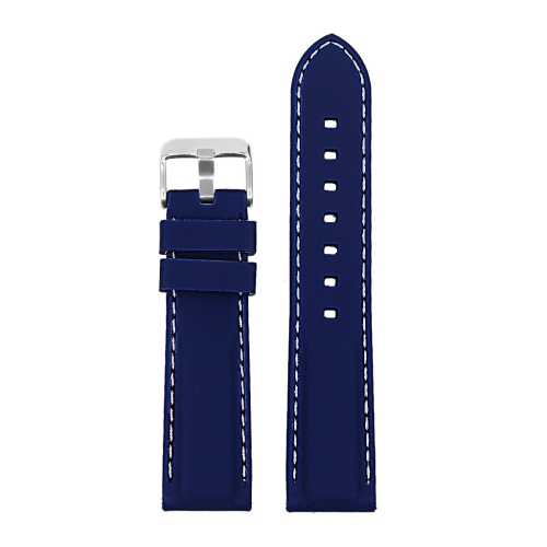 StrapsCo Silicone Rubber Watch Band Strap with Stitching for Garmin Vivoactive 4S - 18mm - Blue & White