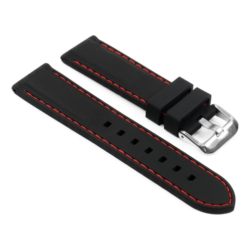 StrapsCo Bracelet de Montre de Plongée en Caoutchouc pour Garmin Vivoactive 4 - 22mm - Noir & Rouge