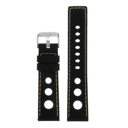 StrapsCo Silicone Rubber Rally Watch Band Strap for Garmin Vivoactive 4 - 22mm - Black & Yellow